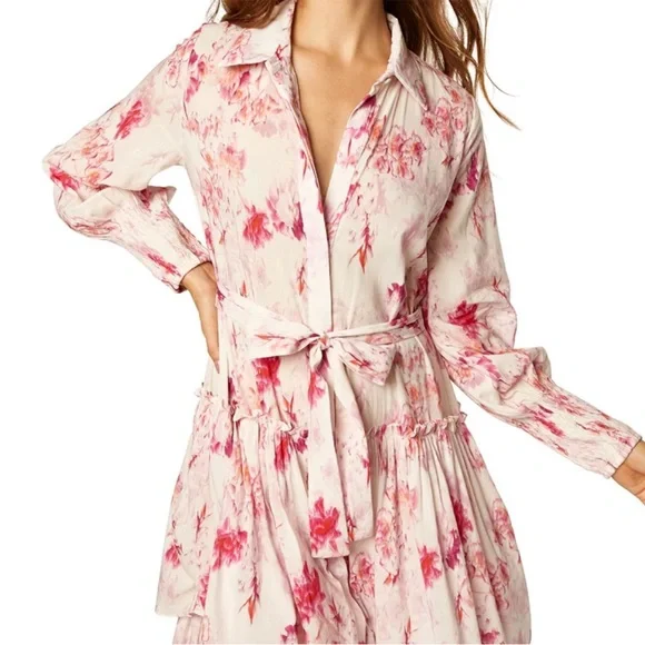 Misa Los Angles Abigail Floral Button Front Belted Maxi Shirt Dress NWT XS - Picture 3 of 8